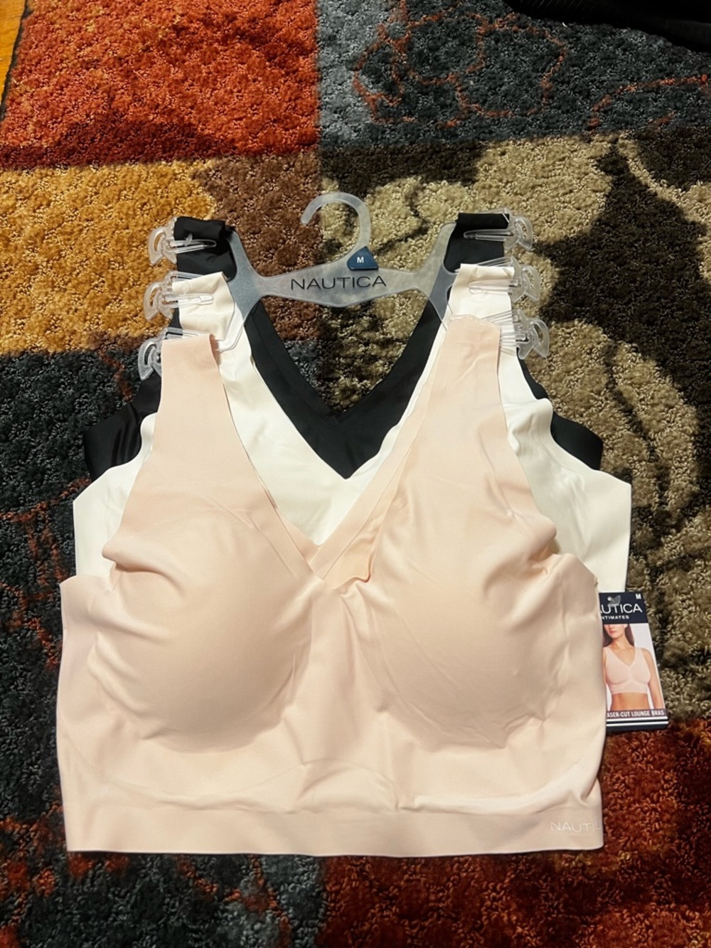 NWT Nautica Laser Cut Lounge Bras - Blush, White, Black (3-Pack)